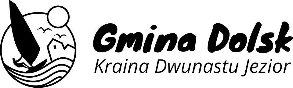 Logo gminy Dolsk czarno-białe w układzie poziomym.