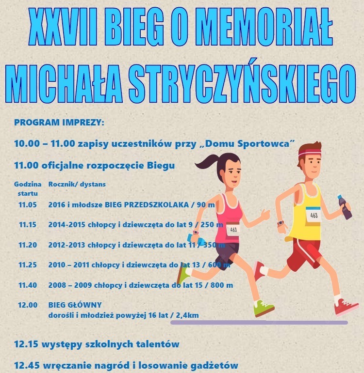 XXVII Bieg o Memoriał Michała Stryczyńskiego - plakat