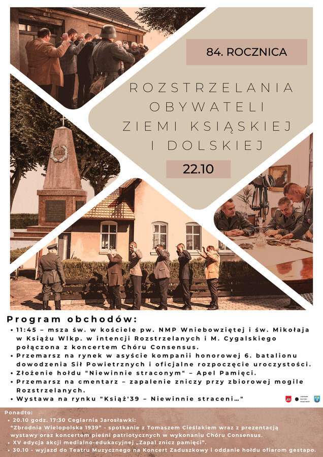 84. rocznica rozstrzelania Obywateli Ziemi Ksiąskiej i Dolskiej - plakat