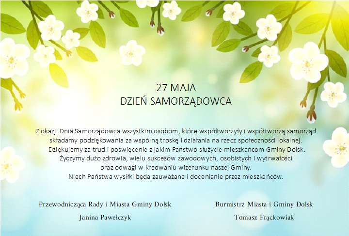 Życzenia z okazji Dnia Samorządu Terytorialnego